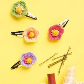 Flower Hair Clips Knitting Pattern