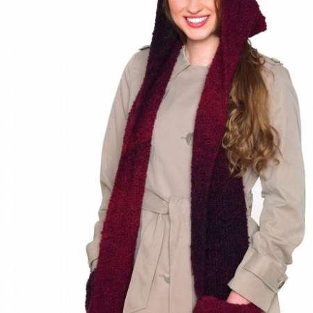 free knitting pattern for hooded scarf with pockets