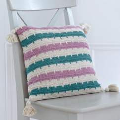 Striped Cushion with Tassels Knitting Pattern