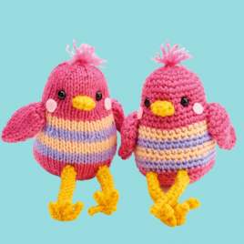 Knitting vs Crochet: Striped Birds Knitting Pattern