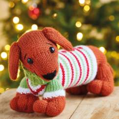 Festive Sausage Dog Knitting Pattern