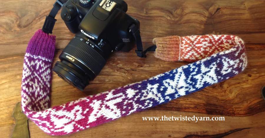 Knit a colourwork camera strap with The Twisted Yarn