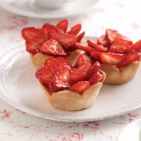 Glazed Strawberry Tarts with Elderflower Cream