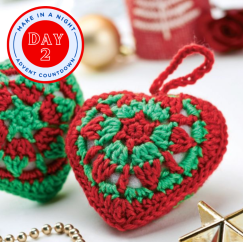 Advent Day 2: Heart Shaped Crochet Baubles Knitting Pattern