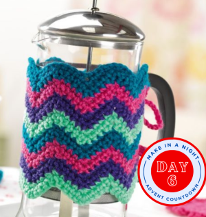 Advent Day 6: Crochet Chevron Cafetiere Cosy