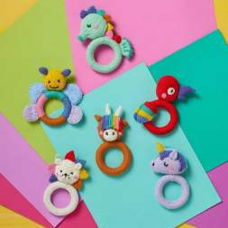 Rainbow Animal Baby Rattles Toy Knitting Pattern Knitting Pattern