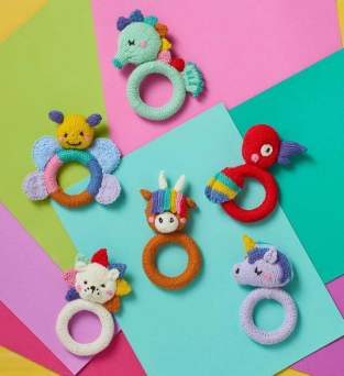 Rainbow Animal Baby Rattles Toy Knitting Pattern Knitting Pattern