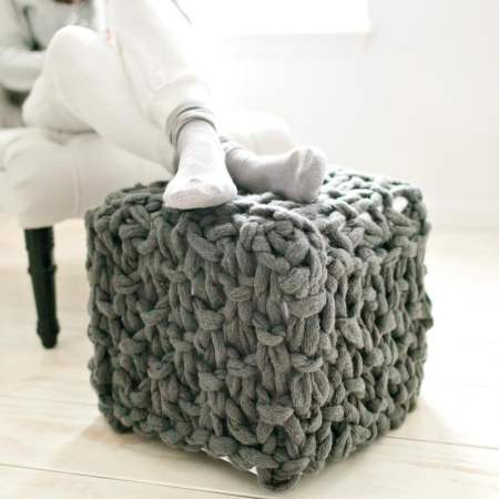 Arm Knit Footstool Cover Knitting Pattern