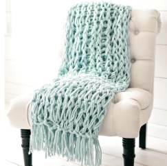 Arm Knitted Fringed Throw Knitting Pattern