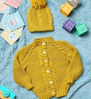 Baby Cable Cardigan and Hat Knitting Pattern Knitting Pattern