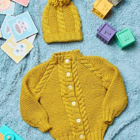 Baby Cable Cardigan and Hat Knitting Pattern Knitting Pattern