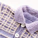 Lilac Check Collar Baby Cardigan Knitting Pattern Knitting Pattern