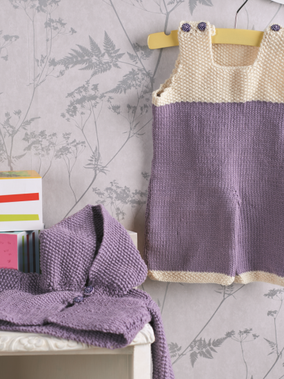 Baby Dungarees and Cardigan Knitting Pattern