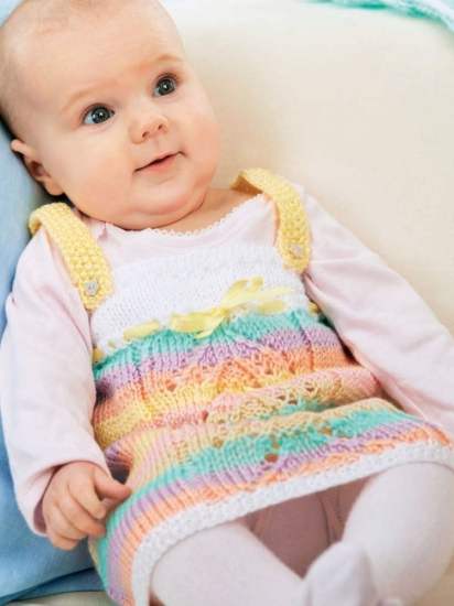 Rainbow Lace Baby Pinafore Knitting Pattern