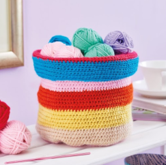 Stripy Storage Basket Crochet Pattern - Crochet Pattern