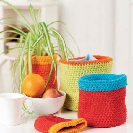 Easy crochet baskets Knitting Pattern