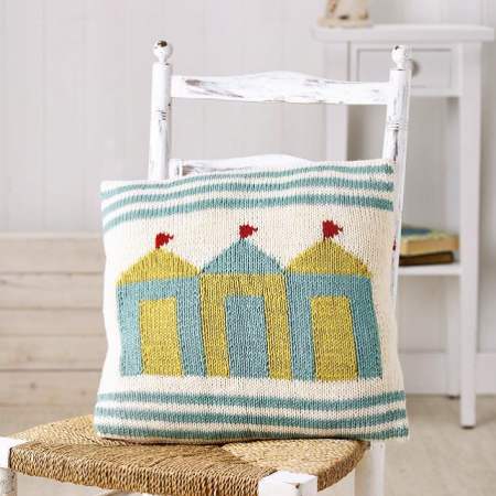 Beach Hut cushion Knitting Pattern