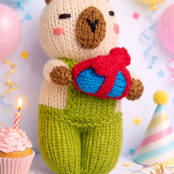 Birthday Capybara Izzy Comfort Doll Knitting Pattern Knitting Pattern