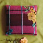 British Plaid Rose Cushion Knitting Pattern