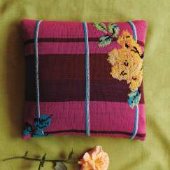 British Plaid Rose Cushion Knitting Pattern