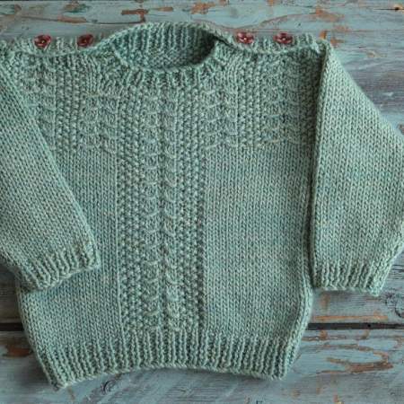 Button-neck Child’s Sweater Knitting Pattern
