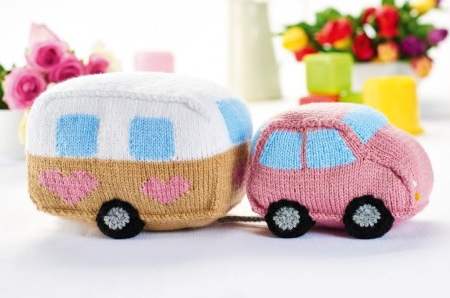 Knitted Car and Caravan Toy Set Knitting Pattern