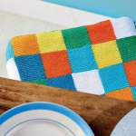 Checked stool cover Knitting Pattern