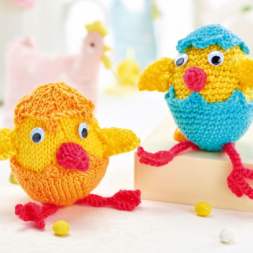 Easter Knitting Patterns: Knitted Easter Chick Toy with Crochet Version Knitting Pattern