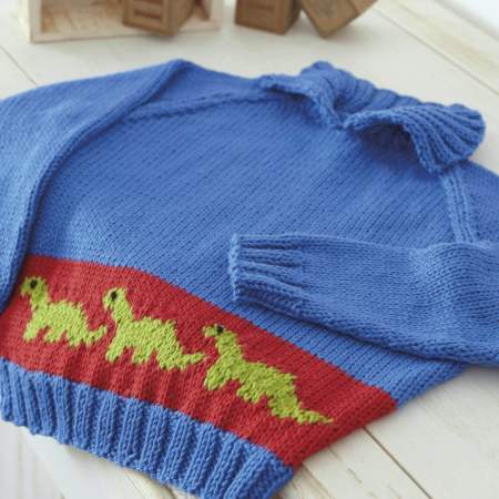 Children’s Intarsia Dinosaur Jumper Knitting Pattern