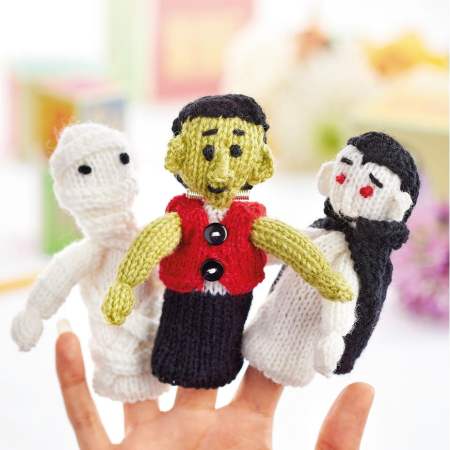 Childrens halloween finger puppets Knitting Pattern