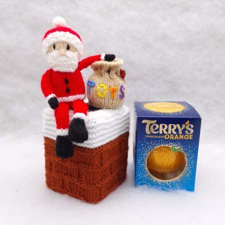 Santa on Chimney Chocolate Orange Box Cover Pattern Knitting Pattern