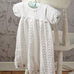 Easy lace christening gown Knitting Pattern