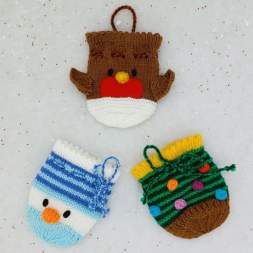 Christmas Chocolate Orange Sacks - Snowman, Robin, Tree Knitting Pattern