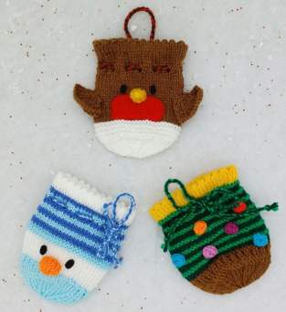 Christmas Chocolate Orange Sacks - Snowman, Robin, Tree Knitting Pattern