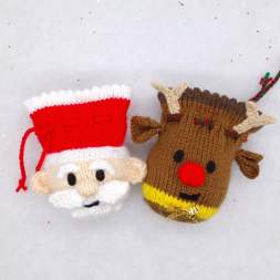 Christmas Chocolate Orange Sacks - Santa and Reindeer Knitting Pattern