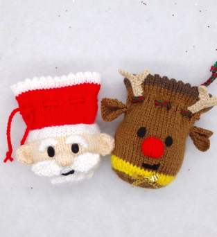 Christmas Chocolate Orange Sacks - Santa and Reindeer Knitting Pattern