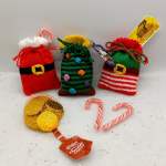Christmas Coin Gift Bags - Santa, Elf, Tree Knitting Pattern