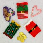 Christmas Coin Gift Bags - Santa, Elf, Tree Knitting Pattern