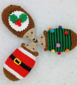 Christmas Hedgehog Gift Bags Knitting Pattern Knitting Pattern