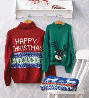 Adult & Children’s Christmas Jumper Knitting Pattern Pack Knitting Pattern