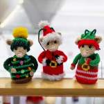 Trio of Knitted Christmas Mice Ornaments Knitting Pattern
