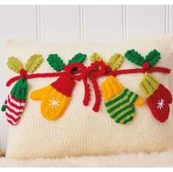Christmas Mittens Cushion Knitting Pattern
