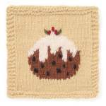 Christmas Pudding Motif Square Knitting Pattern Knitting Pattern