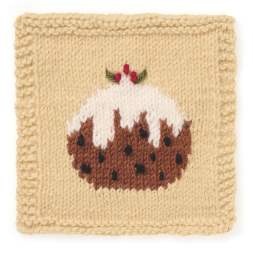 Christmas Pudding Motif Square Knitting Pattern Knitting Pattern