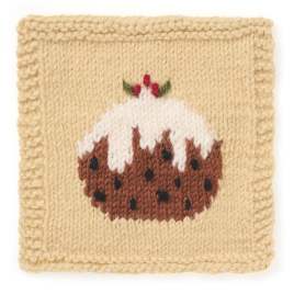 Christmas Pudding Motif Square Knitting Pattern Knitting Pattern