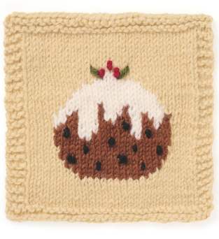 Christmas Pudding Motif Square Knitting Pattern Knitting Pattern