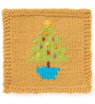 Christmas Tree Motif Square Knitting Pattern Knitting Pattern