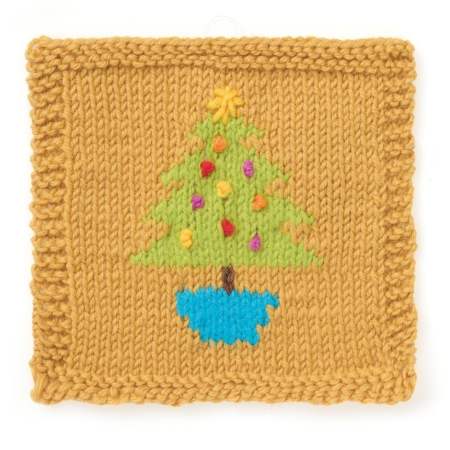 Christmas Tree Motif Square Knitting Pattern Knitting Pattern