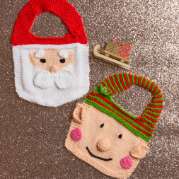 Santa and Elf Baby Bibs | Christmas Gift Knitting Pattern Knitting Pattern