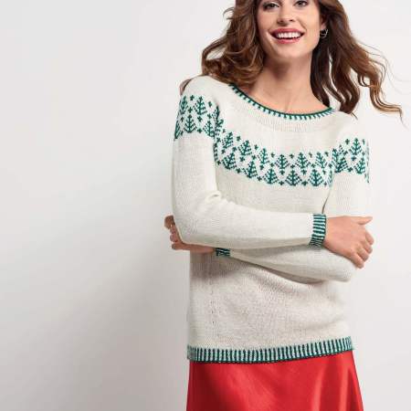 Top-Down Christmas Tree Yoke Sweater Knitting Pattern